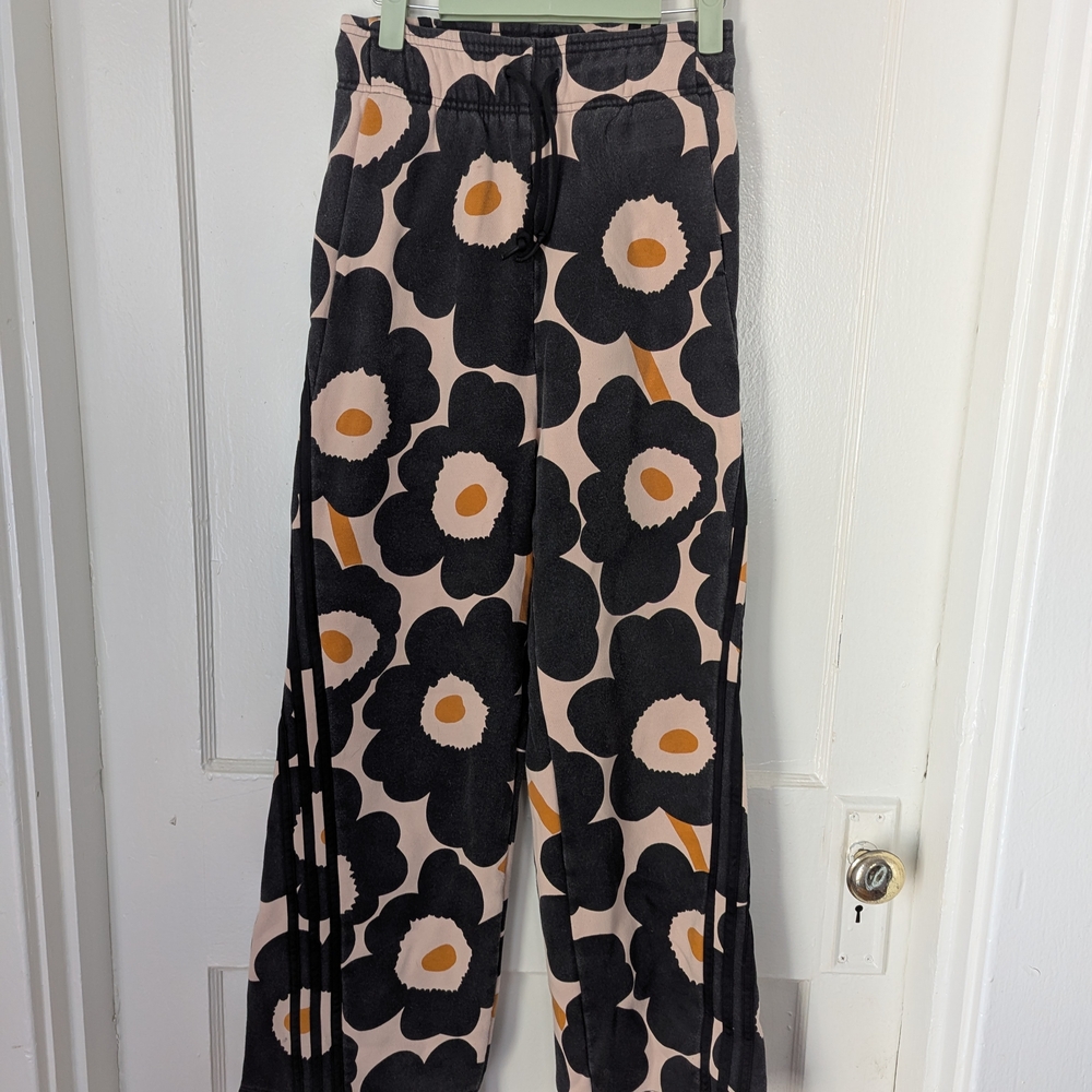 Adidas Black and Orange Floral Pants
